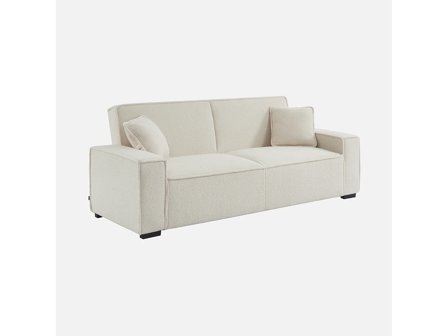 Canapé 3 places convertible en tissu bouclette crème