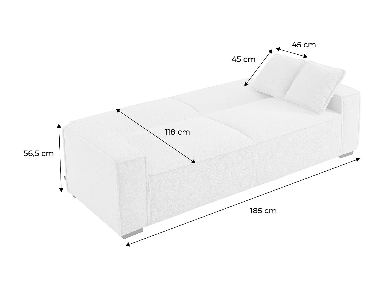 Canapé 3 places convertible en tissu bouclette crème