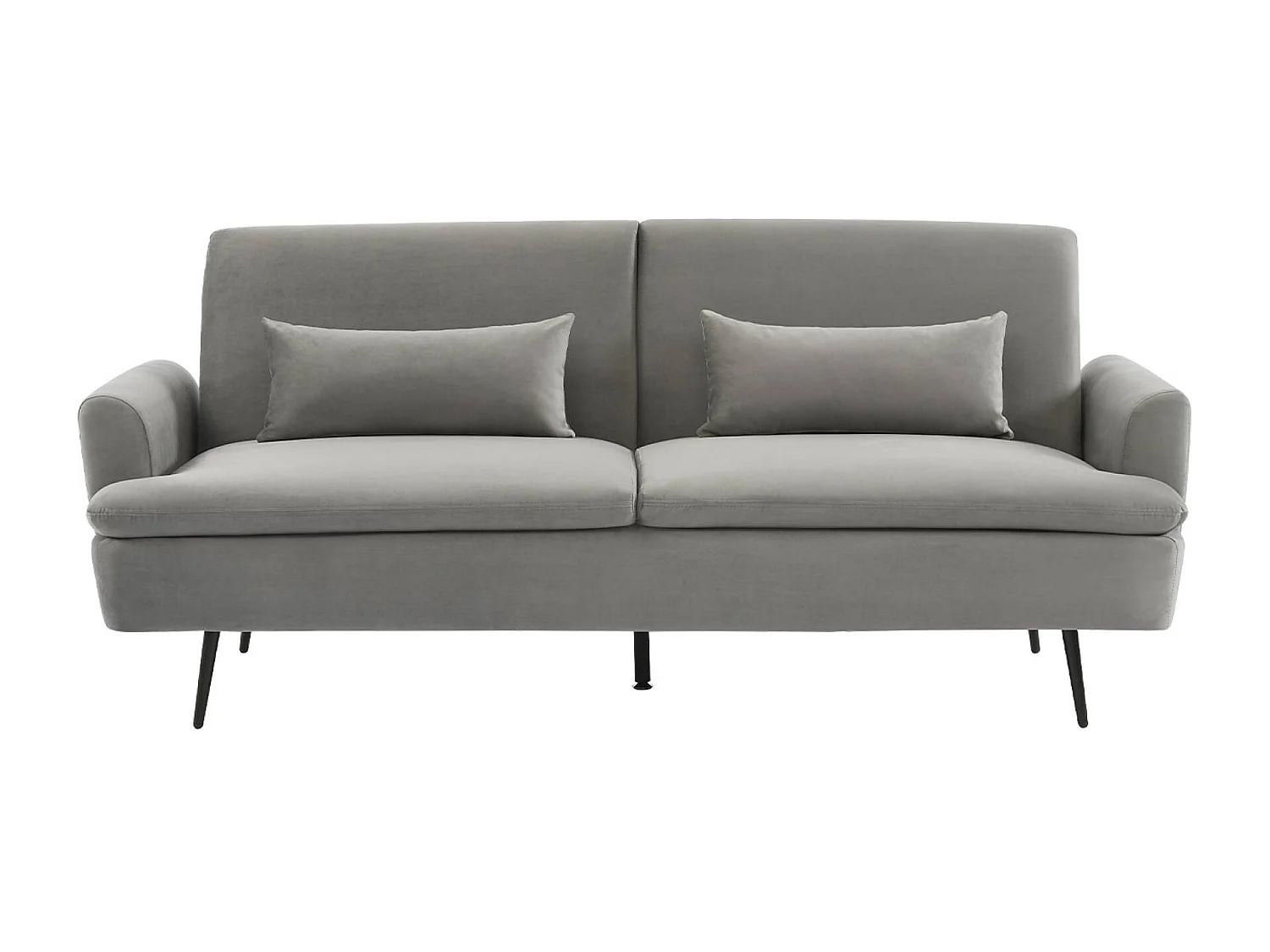 Canapé convertible. John. 2-3 places pieds métal et velours gris clair L 210 x P111 x H48cm