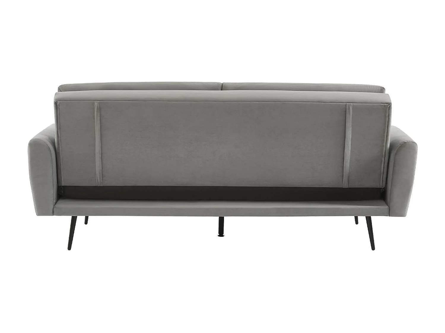 Canapé convertible. John. 2-3 places pieds métal et velours gris clair L 210 x P111 x H48cm