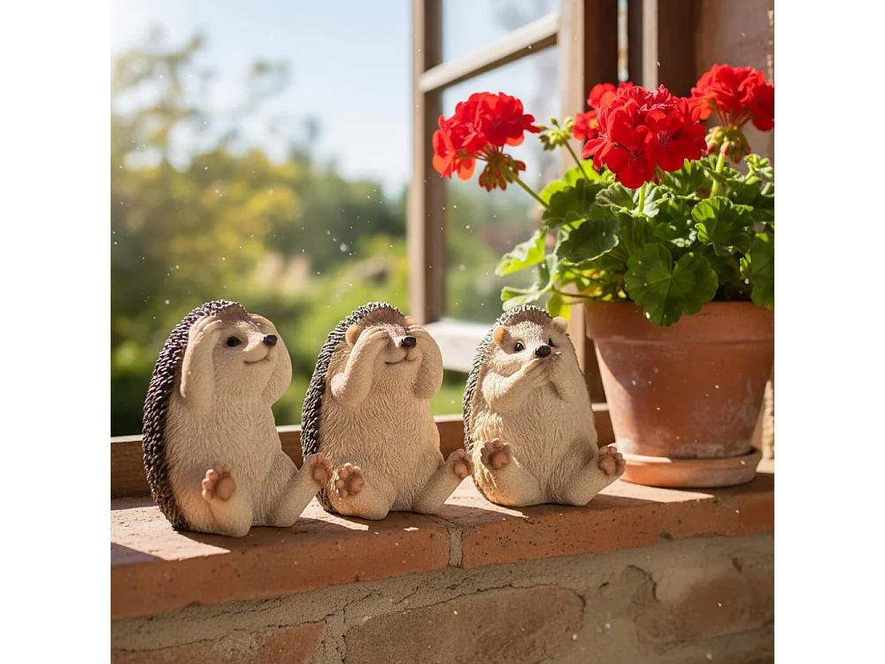 Hérissons expressifs en résine (Lot de 3)