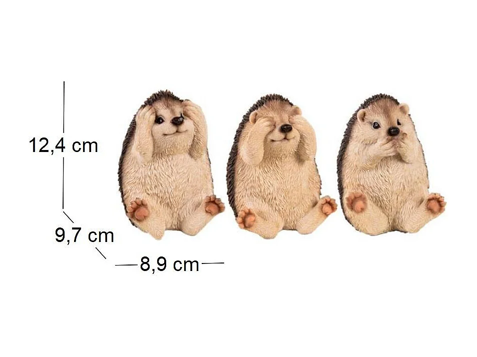 Hérissons expressifs en résine (Lot de 3)