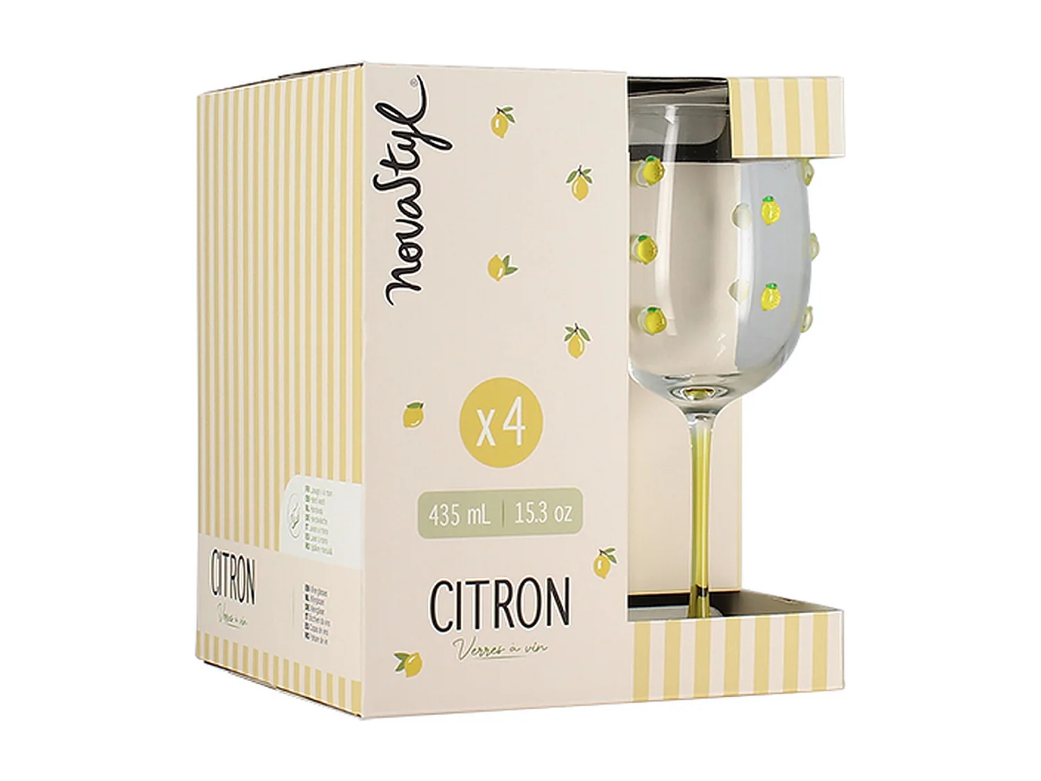 Novastyl - Lot De 4 Verres à Pied 43.5cl En Verre Citron