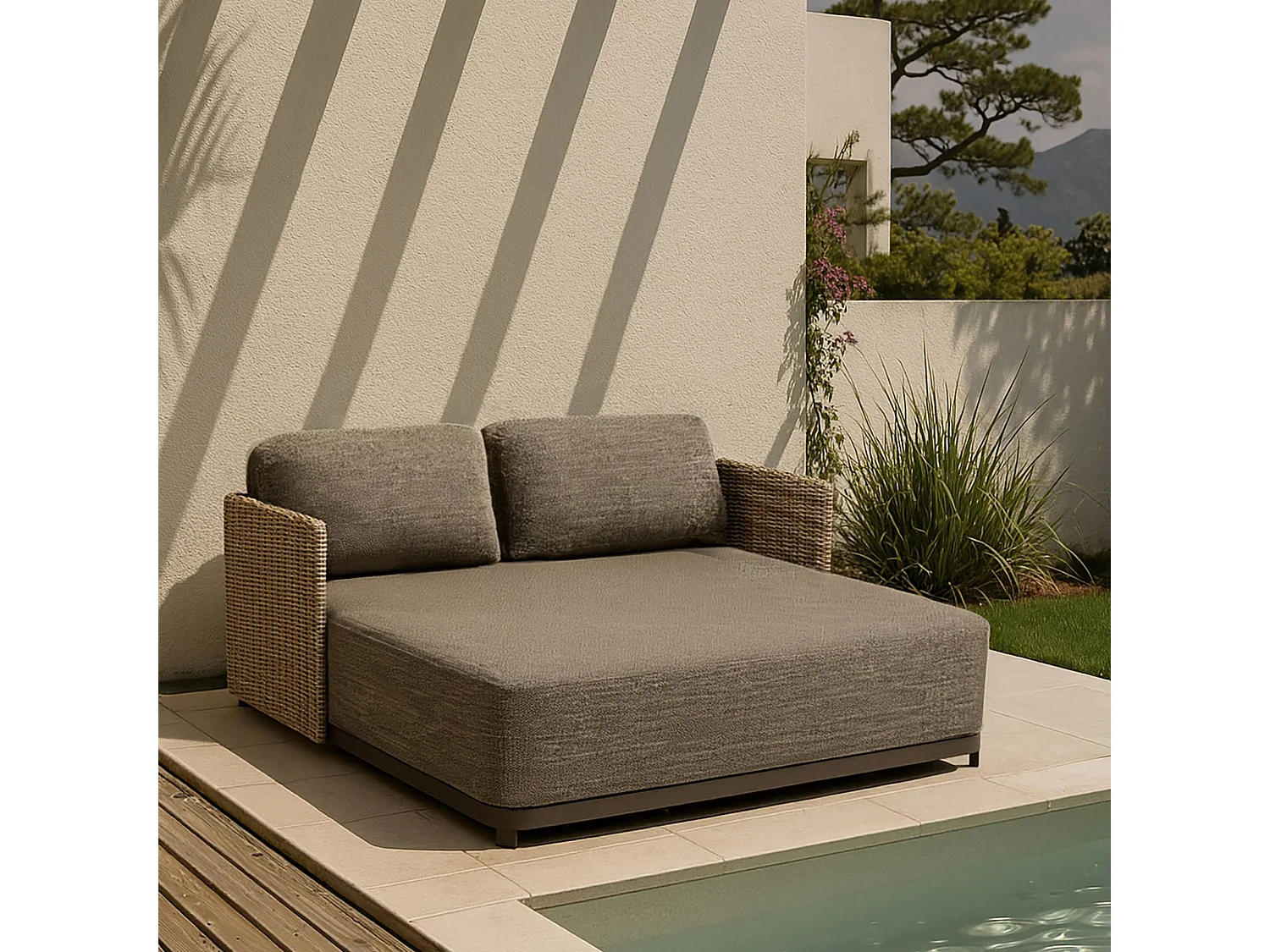 Now's Home - Daybed Structure En Aluminium Et Tissu Moka Madrague