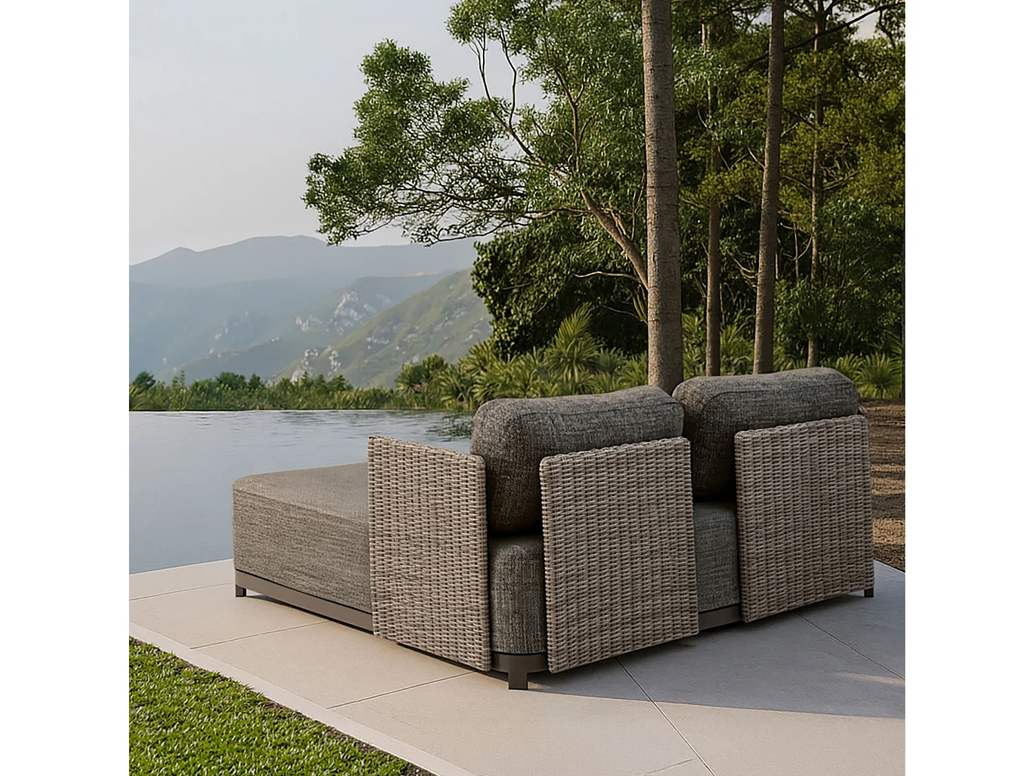 Now's Home - Daybed Structure En Aluminium Et Tissu Moka Madrague