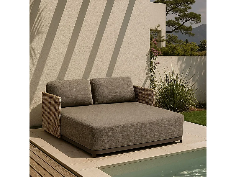 Now's Home - Daybed Structure En Aluminium Et Tissu Moka Madrague