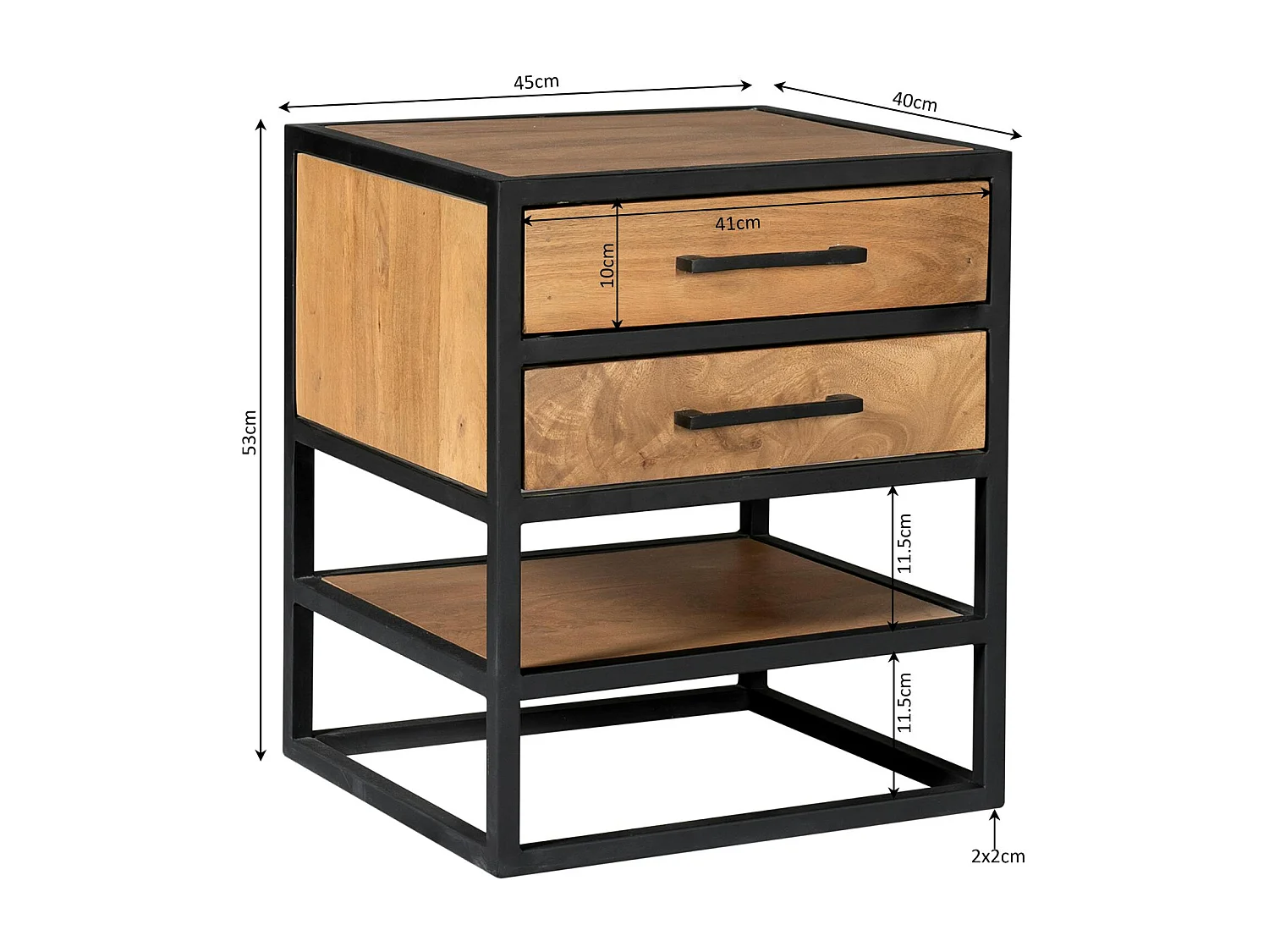 Table de chevet bois clair 2 tiroirs RIVANO