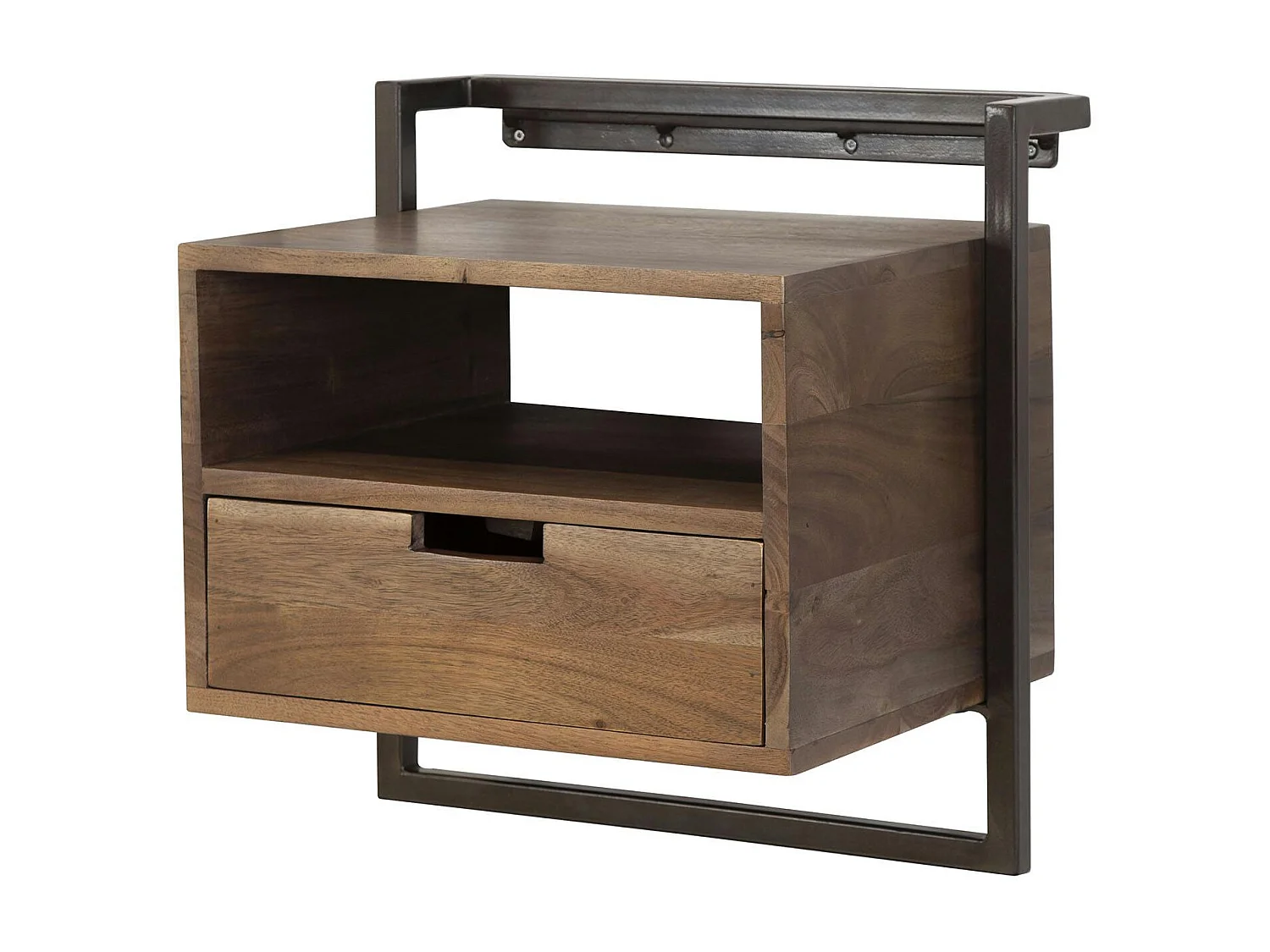 Table de chevet bois brun 1 niche 1 tiroir NAKO