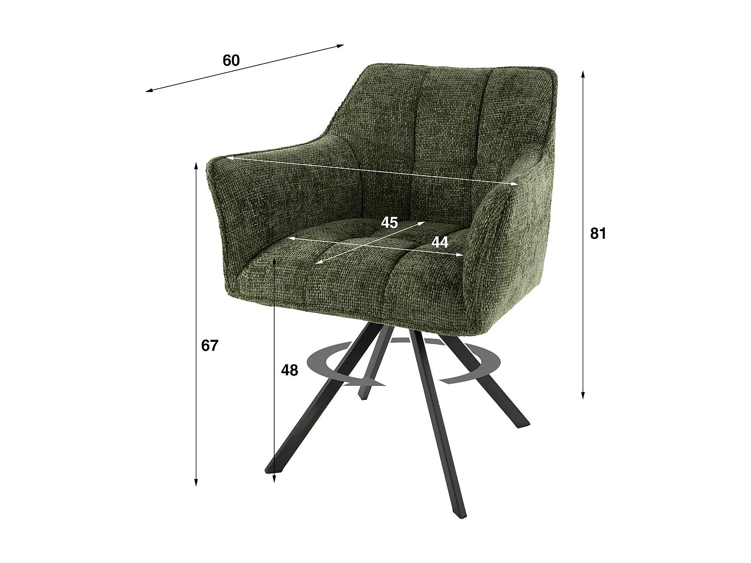 Fauteuil de table pivotant vert chiné (lot de 2) MELBOURNE