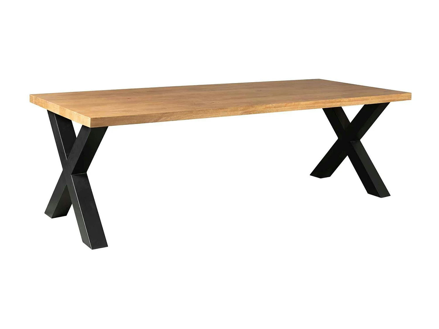 Table à manger bois clair pied en X 300 cm RIVANO