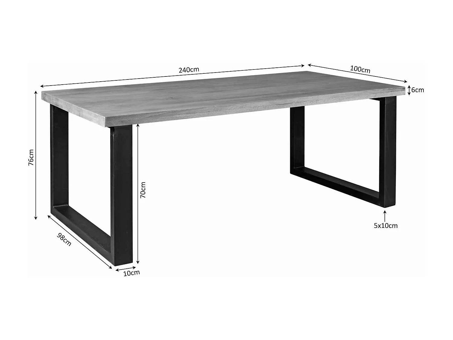 Table à manger bois clair pied en U 240 cm RIVANO