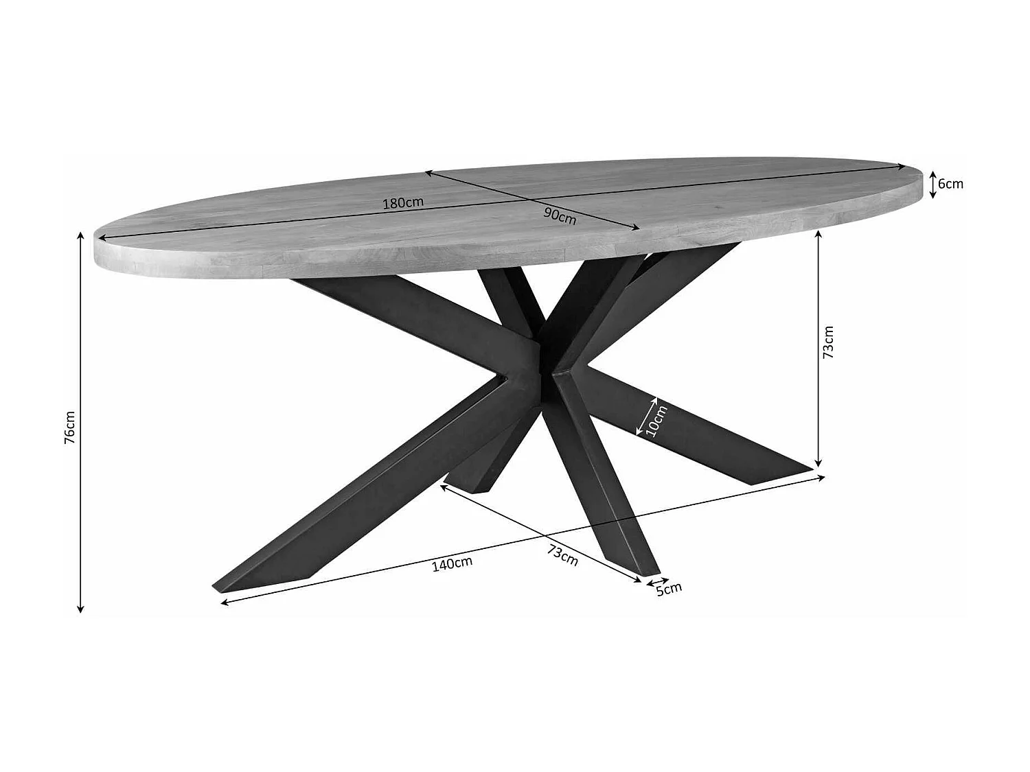 Table à manger ovale en bois clair 180 cm RIVANO
