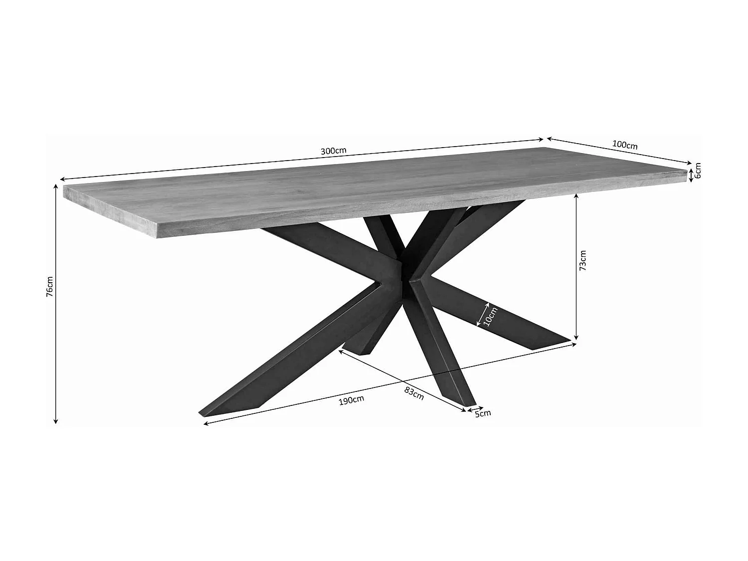 Table à manger bois clair pied central 300 cm RIVANO