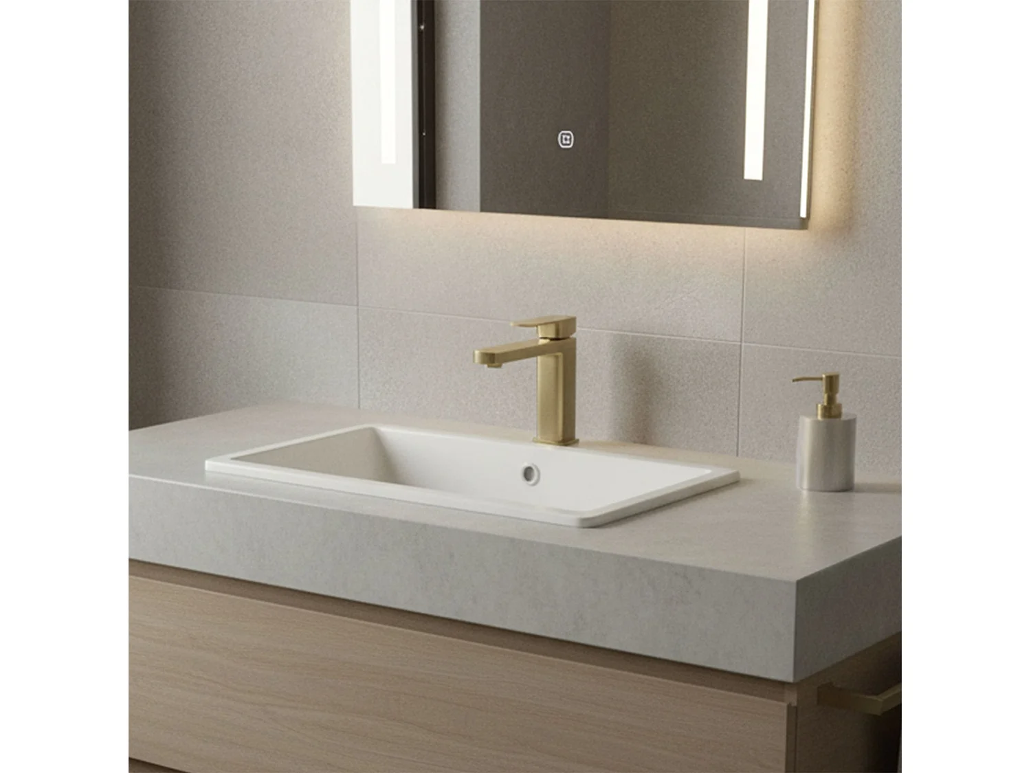 Grifo De Lavabo Rea Arlo Low Brushed Gold