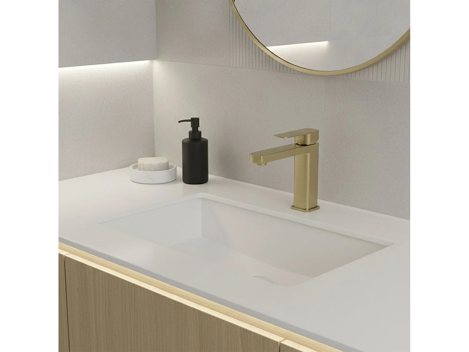 Grifo De Lavabo Rea Arlo Low Brushed Gold