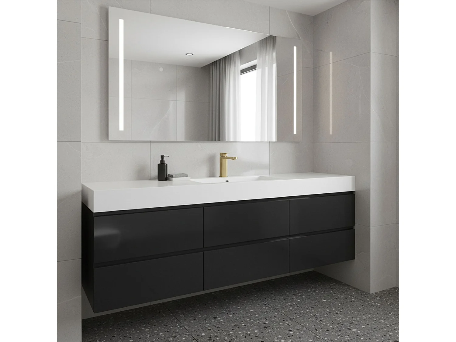 Grifo De Lavabo Rea Arlo Low Brushed Gold