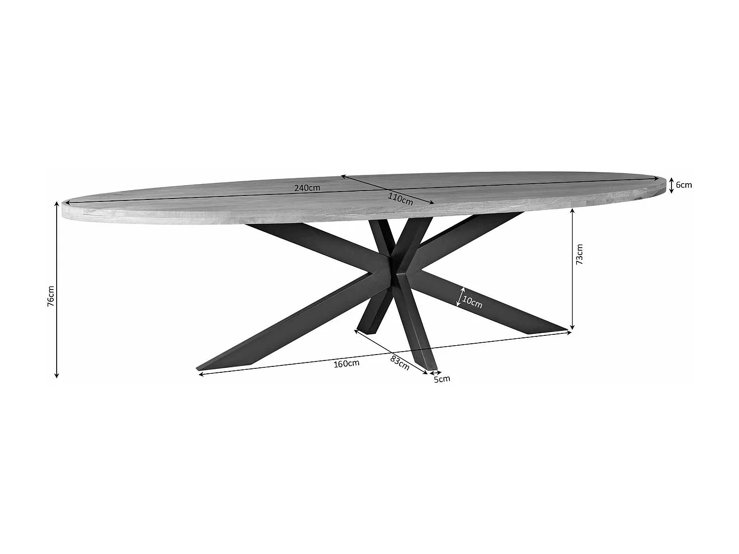 Table à manger ovale en bois clair 240 cm RIVANO