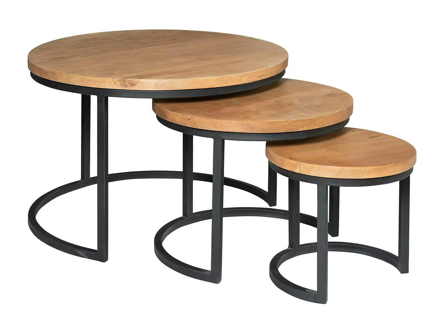 Table gigogne ronde en bois clair (lot de 3) RIVANO