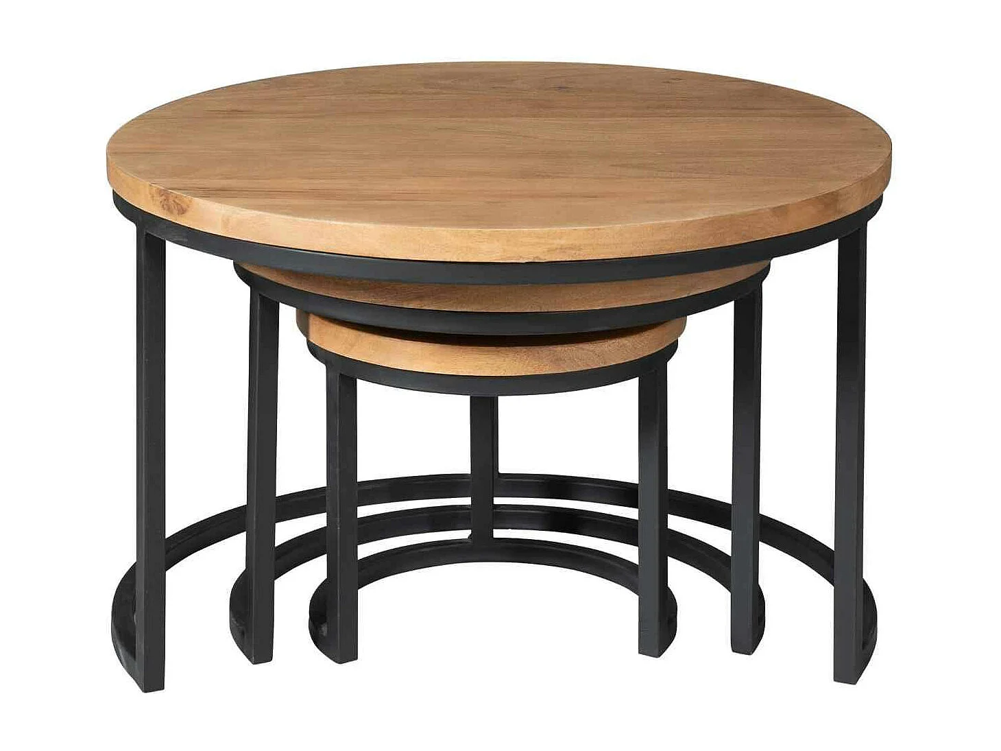 Table gigogne ronde en bois clair (lot de 3) RIVANO