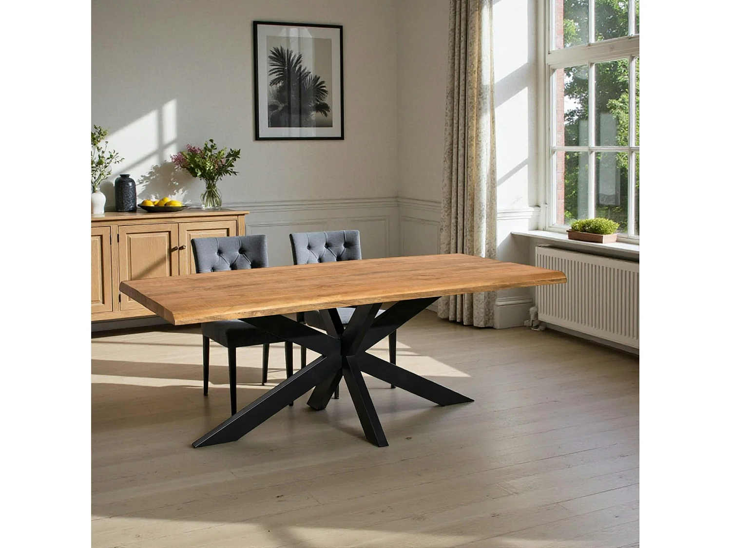 Table à manger en bois clair à bords naturels 300 cm RIVANO