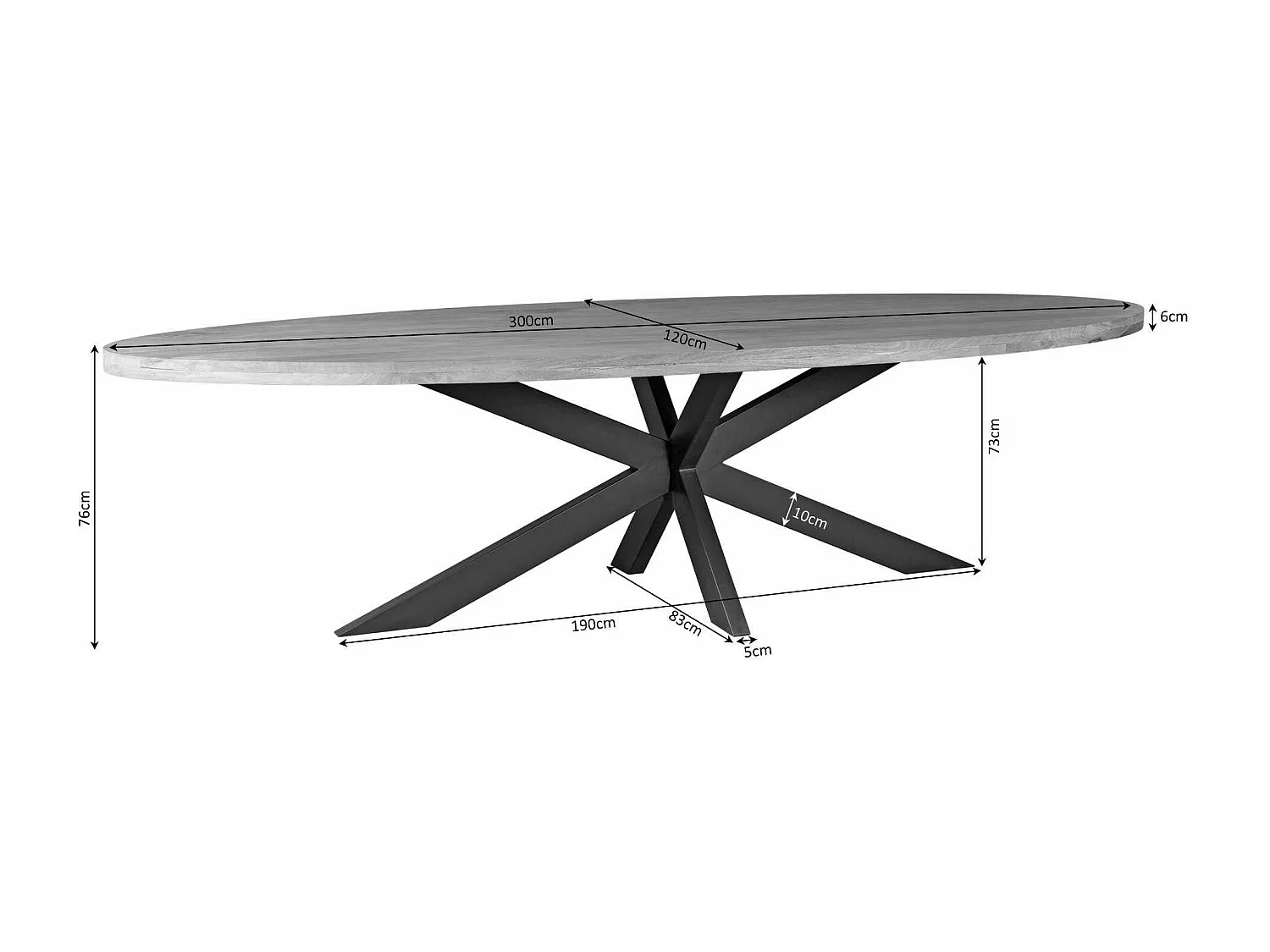 Table à manger ovale en bois clair 300 cm RIVANO