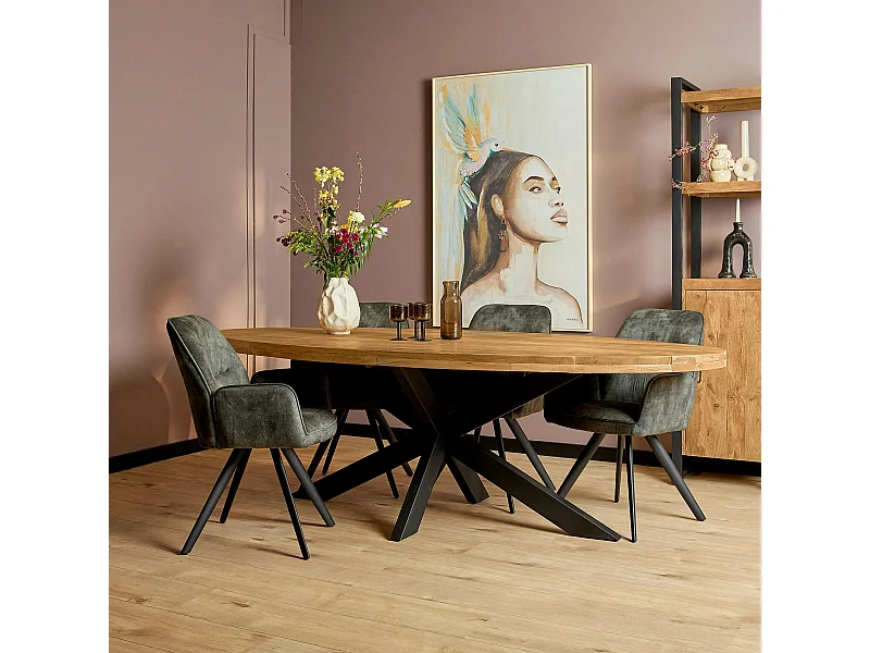 Table à manger ovale en bois clair 300 cm RIVANO