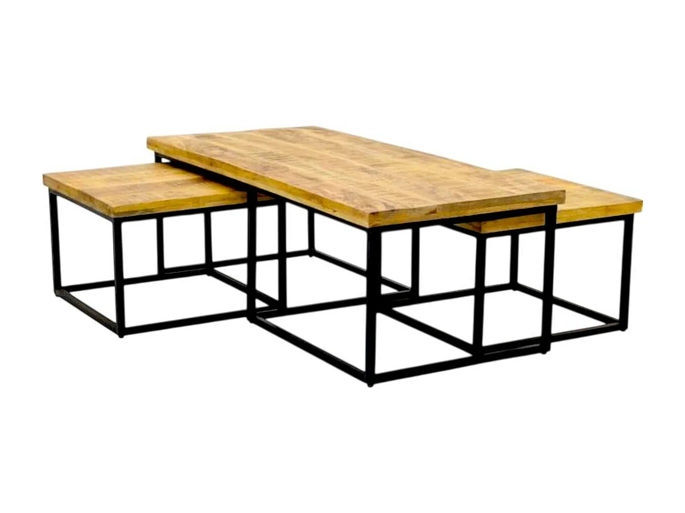 Table de salon gigogne en bois clair (lot de 3) RIVANO