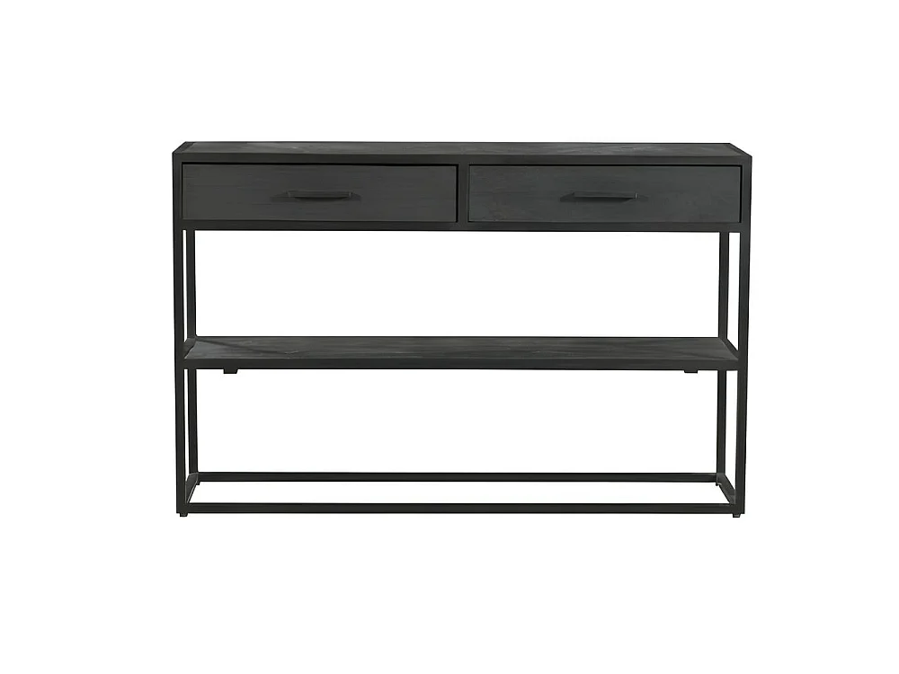 Console d'entrée en bois noir 2 tiroirs motif chevron ALVERA
