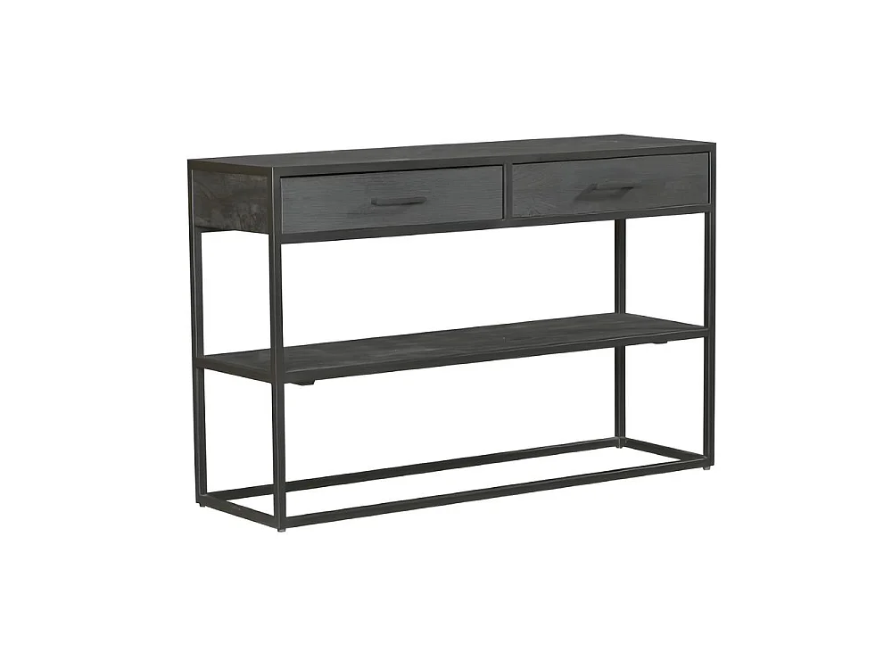 Console d'entrée en bois noir 2 tiroirs motif chevron ALVERA