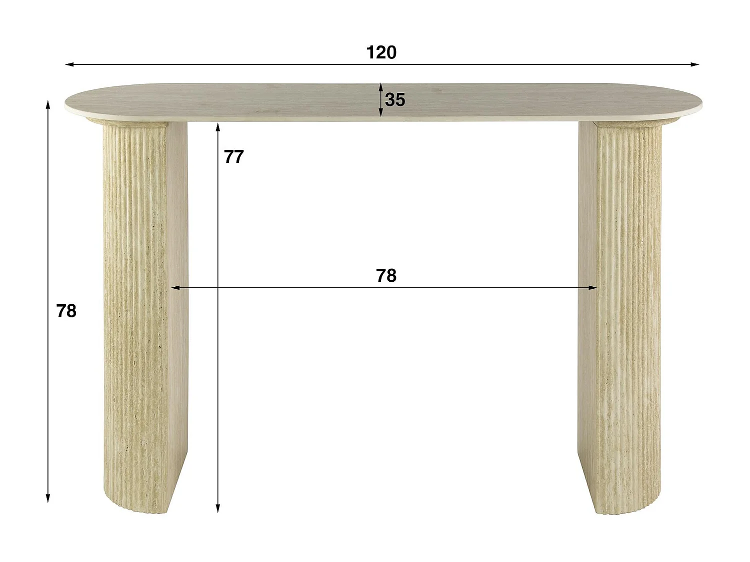 Console de salon en céramique effet travertin ASCOLI