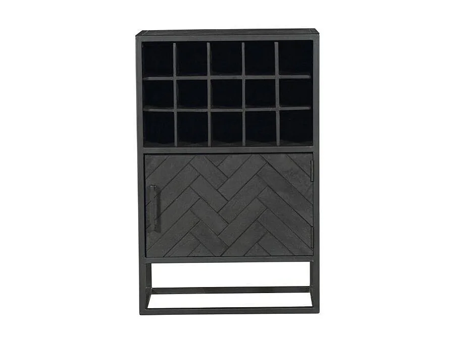 Minibar salon en bois noir pour 15 bouteilles ALVERA