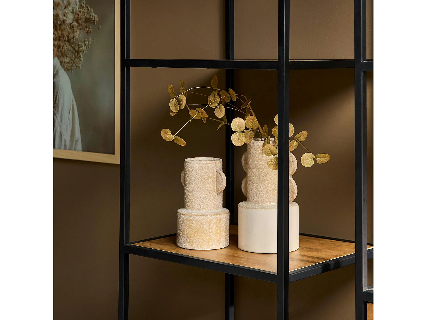 Colonne décorative en bois clair 2 tiroirs RIVANO