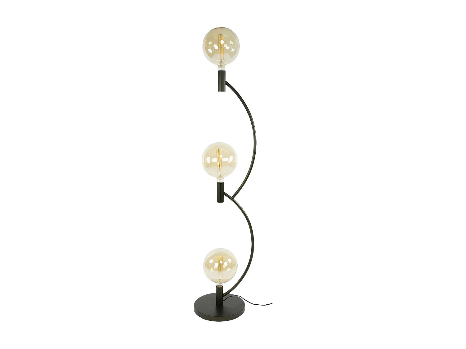 Lampadaire salon en métal courbe finition bronze 3 lampes RALF