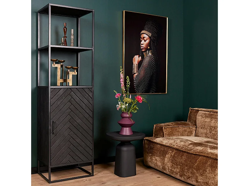 Colonne décorative en bois noir 1 porte ALVERA