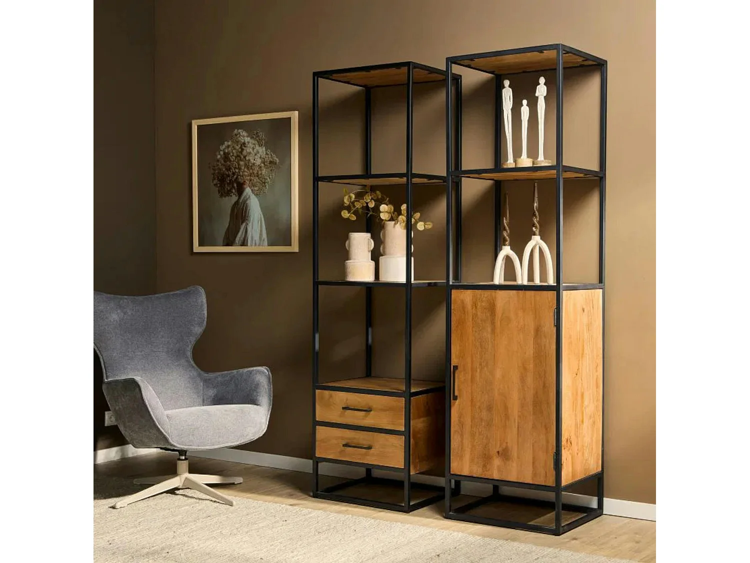 Colonne décorative en bois clair 1 porte RIVANO