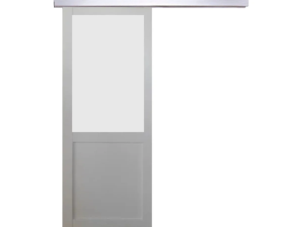 Porte Coulissante Athena Blanc H204 X L93 Cm, Rail Alu Gd Menuiseries