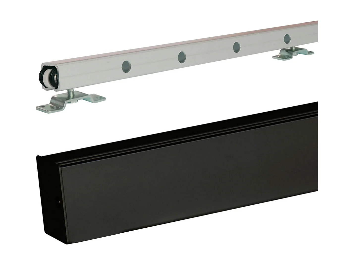 Porte Coulissante Athena Blanc H204 X L93 Cm, Rail Alu Bandeau Noir Gd Menuiseries