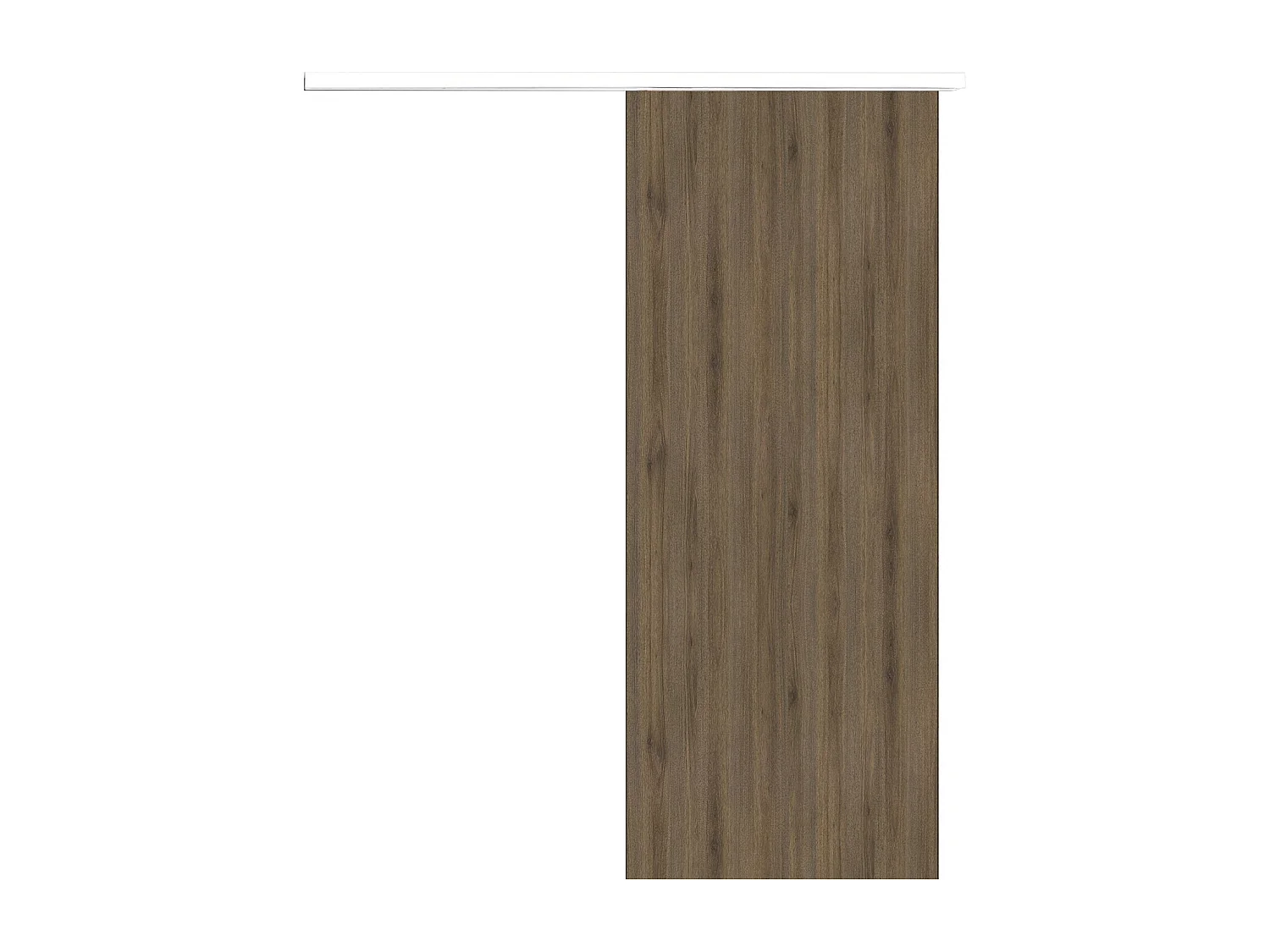 Porte Coulissante Light Walnut H204 X L83 + Rail Alu Bandeau Blanc Gd Menuiseries