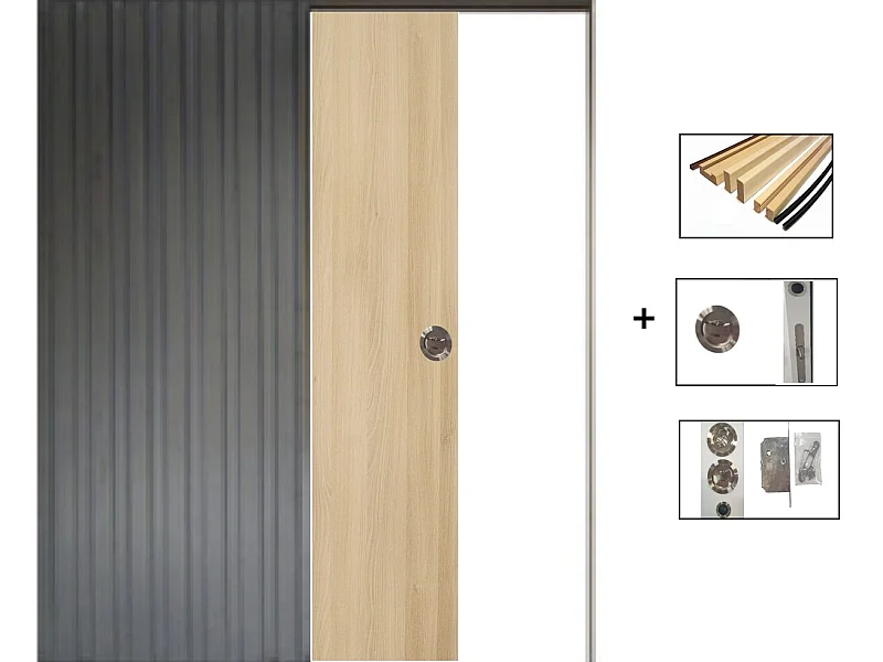 Porte Coulissante Honey Oak H204 X L73 + Systeme A Galandage Et Kit Finition Inclus Gd Menuiseries