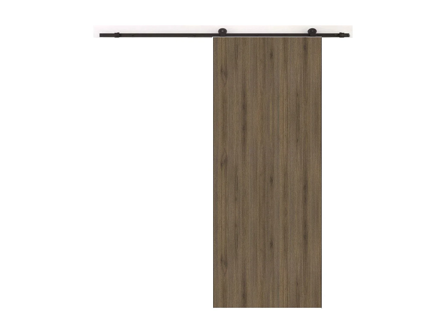Porte Coulissante Light Walnut H204 X L73, Rail à Roulettes Noir Gd Menuiseries