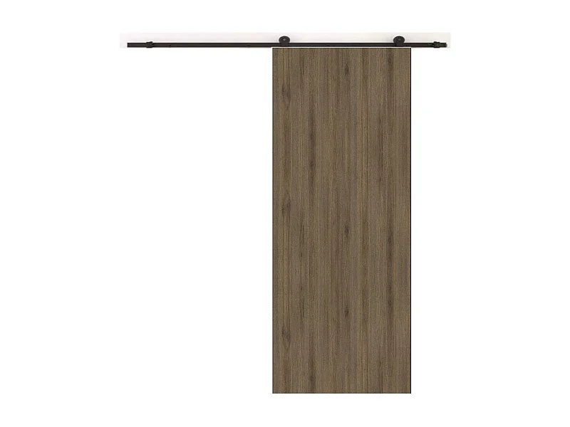 Porte Coulissante Light Walnut H204 X L73, Rail à Roulettes Noir Gd Menuiseries