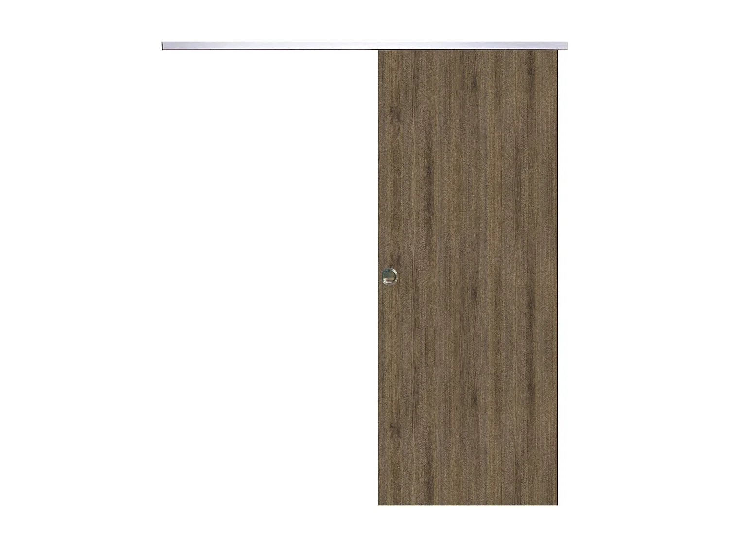 Porte Coulissante Light Walnut H204 X L83 +rail Alu Et Coquilles Gd Menuiseries
