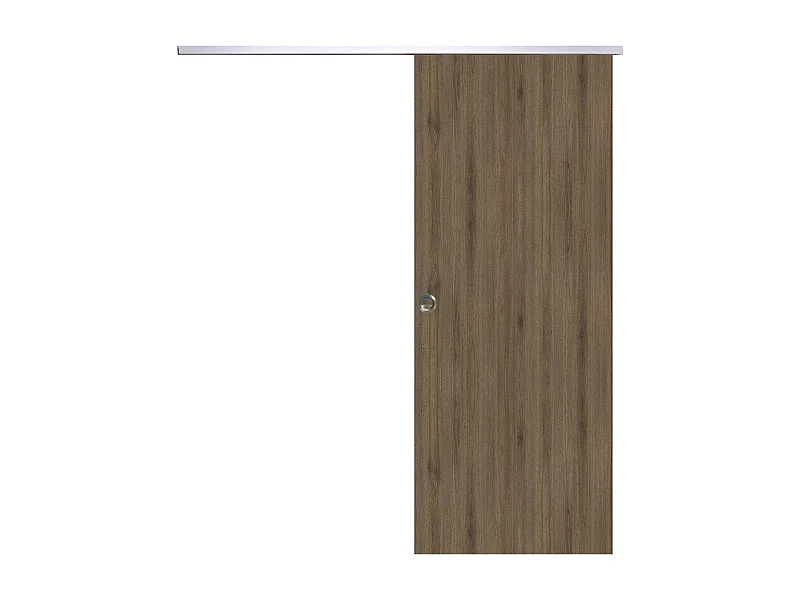 Porte Coulissante Light Walnut H204 X L73 + Rail Alu Et Coquilles Gd Menuiseries