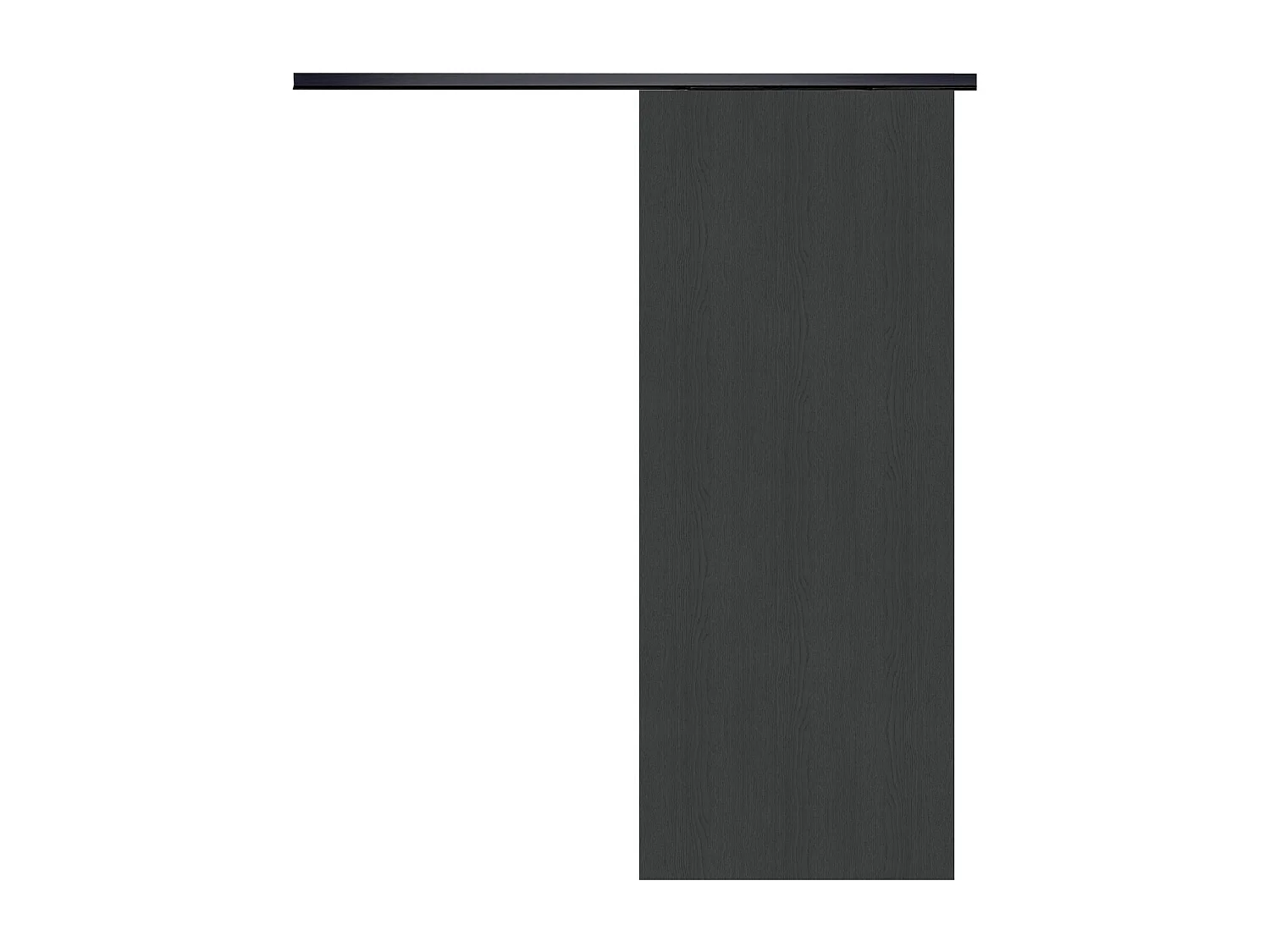 Porte Coulissante Grey Oak H204 X L73 + Rail Alu Bandeau Noir Gd Menuiseries