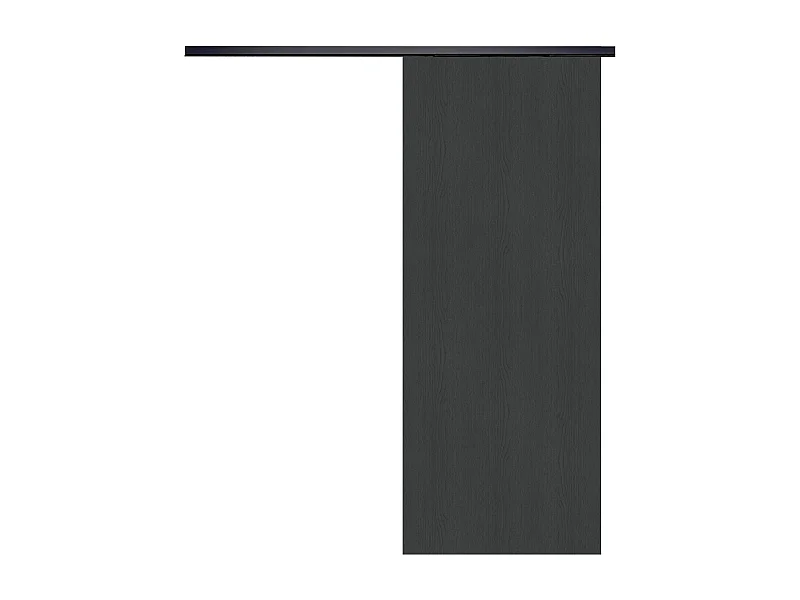 Porte Coulissante Grey Oak H204 X L73 + Rail Alu Bandeau Noir Gd Menuiseries