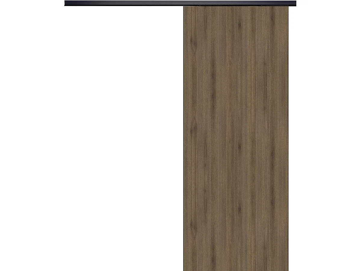 Porte Coulissante Light Walnut H204 X L83 + Rail Alu Bandeau Noir Gd Menuiseries