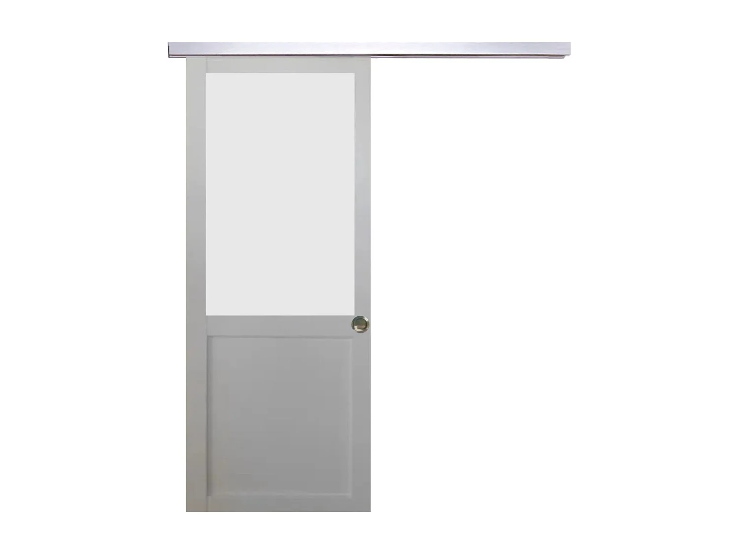 Porte Coulissante Athena Blanc H204 X L93, Rail Alu, Coquilles Gd Menuiseries