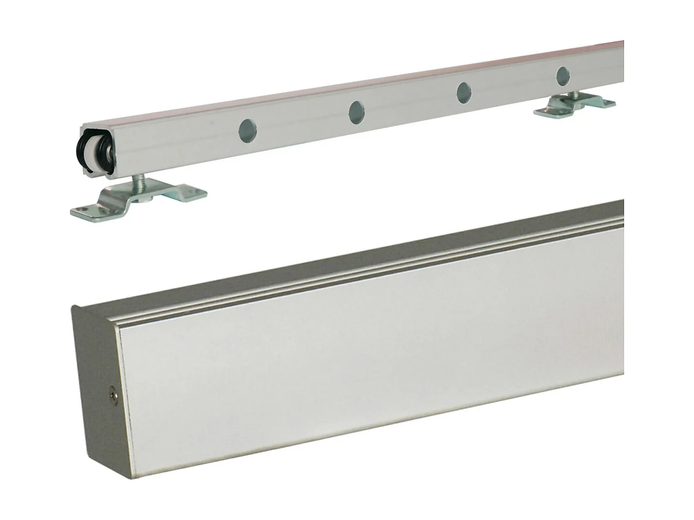 Porte Coulissante Athena Blanc H204 X L93 Cm, Rail Alu, Coquilles Gd Menuiseries