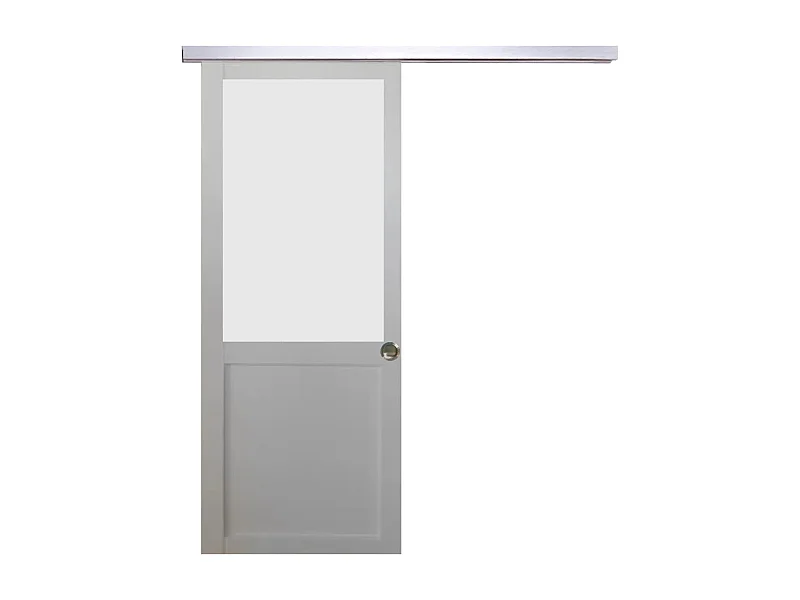 Porte Coulissante Athena Blanc H204 X L93, Rail Alu, Coquilles Gd Menuiseries