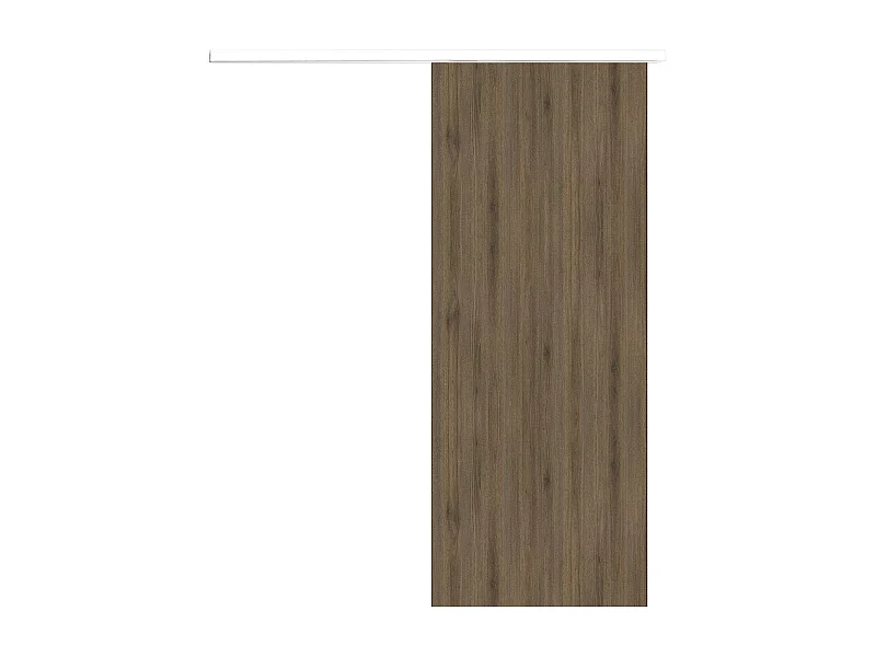 Porte Coulissante Light Walnut H204 X L73 + Rail Alu Bandeau Blanc Gd Menuiseries